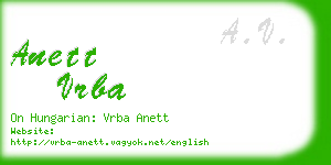 anett vrba business card